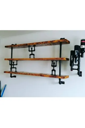 Blbndesign RafNo439 Dekoratif Duvara Borudan Raf 3'lü Figür Ve Alkol Standı