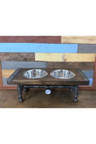 Blbndesign RafNo451 Dekoratif Borudan Kedi Köpek Mama Standı