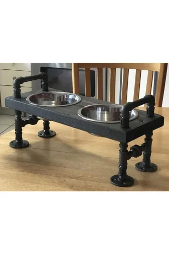 Blbndesign RafNo472 Dekoratif Borudan Kedi Köpek Mama Standı