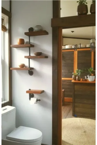Blbndesign RafNo481 Dekoratif Borudan Tuvalet Kağıdı Askılık Ve Raf 2'li Set