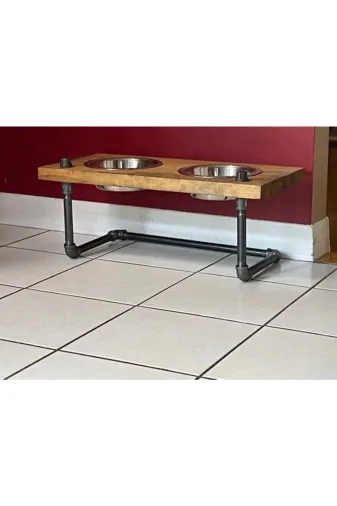 Blbndesign RafNo485 Dekoratif Borudan Kedi Köpek Mama Standı
