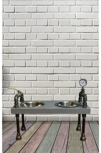 Blbndesign RafNo497 Dekoratif Borudan Kedi Köpek Mama Standı