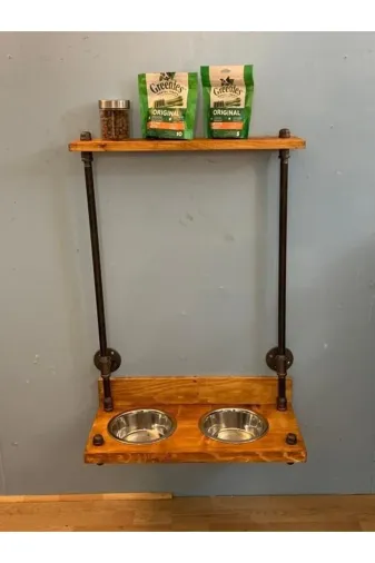 Blbndesign RafNo499 Dekoratif Borudan Kedi Köpek Mama Standı