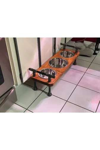 Blbndesign RafNo502 Dekoratif Borudan Kedi Köpek Mama Standı