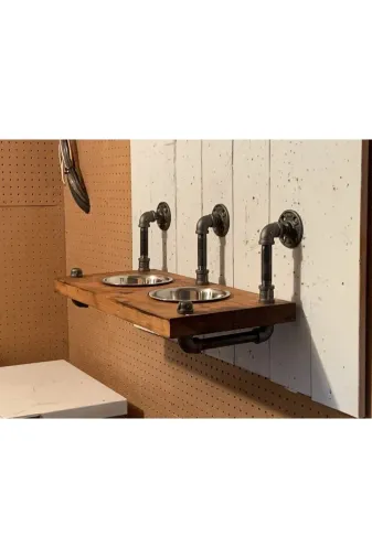 Blbndesign RafNo509 Dekoratif Borudan Kedi Köpek Mama Standı