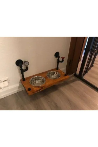 Blbndesign RafNo511 Dekoratif Borudan Kedi Köpek Mama Standı