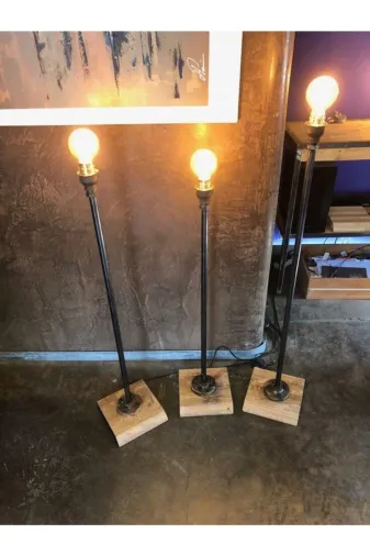 Blbndesign Ürün No:841 Dekoratif Borudan Salona Ayaklı 3'lü Lambader