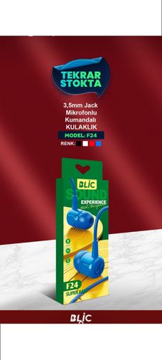 Blic F24 Mikrofonlu Kumandalı 3.5Mm Jack Kulaklık