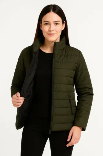 Bomber Mont Ceket – Su İtici Kumaş, Kapitone Astarlı, Fermuarlı, Kışlık - Haki - 2XL - Haki