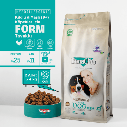 BonaCibo köp46546050 Adult Dog Form Tavuklu Yetişkin Köpek Maması 4 Kg X 2 Adet