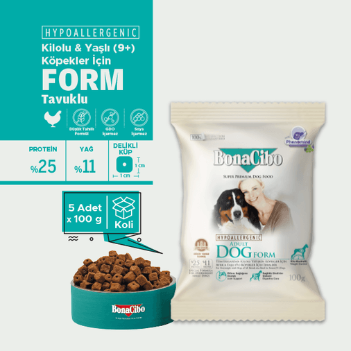 BonaCibo köp89945516 Adult Dog Form Tavuklu Yetişkin Köpek Maması  100 Gr X 5 Adet