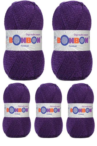 Bonbon RT-RYL-10ARBNFS232-5 5 Adet Festival Simli Örgü İpi Yünü Renk No:232