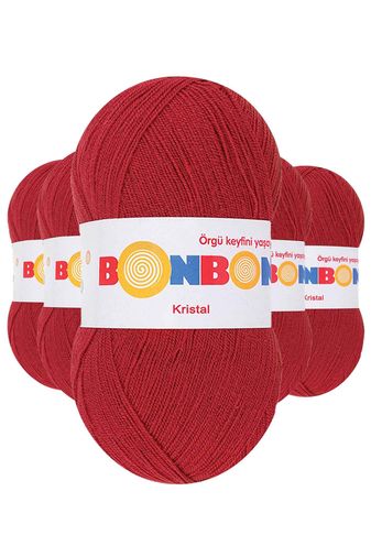 Bonbon RT-RYL-5ARBNLF98237 5 Adet Kristal El Örgü Lif İpi Koyu Kırmızı 98237