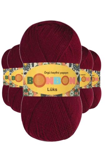 Bonbon RT-RYL-5ARBNPT98220 5 Adet Lüks Patik İpi Yünü Bordo 98220