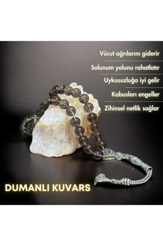 Bonicce doğaltaştesbih4 Dumanlı Kuvars Taşı Gerçek Doğal Taş Tesbih