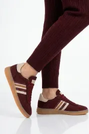Bordo Bağcıklı Unisex Spor Ayakkabı
