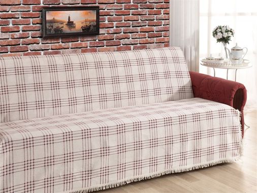 Bordo Çizgili 2 ADET ÜÇLÜ ÖRTÜ