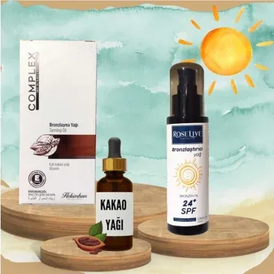 Bronzlaşma Yağı + Kakao Yağı + 24 spf Bronzlaştırıcı set