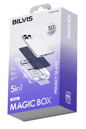 Bucuks BCKS-C8683140872175 Mey İthalat® Iphone 15 Pro Max Bilvis 5In1 5D Magic Hayalet Cam Ekran Koruyucu - Siyah