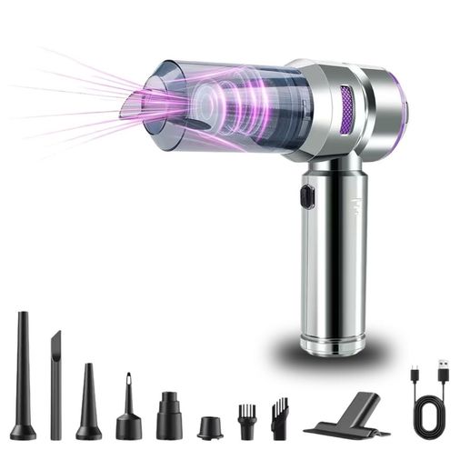 BUFFER® 9 Farklı Uçlu Kablosuz Şarjlı Araç İçi Süpürge – Wireless Destekli, Güçlü Emiş, Taşınabilir Pratik Araç Temizleyici