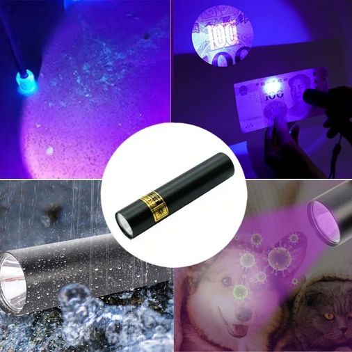 BUFFER® Mini Cep Boy USB İle Şarj Olan Oje Kurutucu Sahte Para Kontol LED UV Mor Işık El Feneri