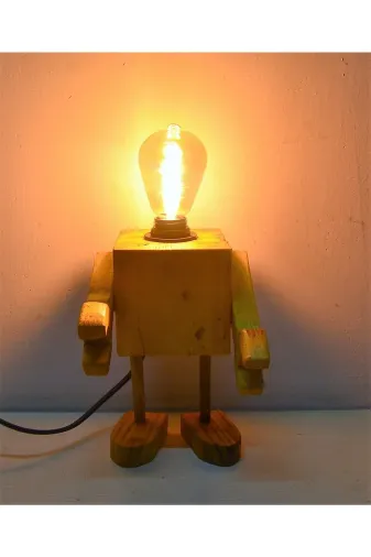 burefe DT-001968 Ahşap Robot Lamba
