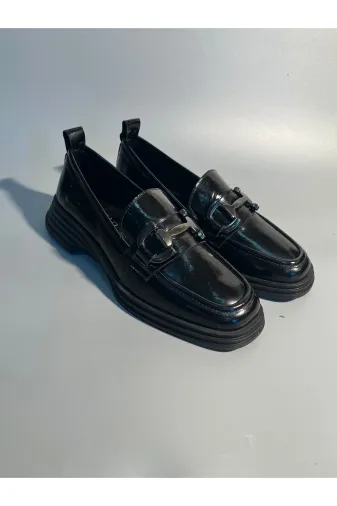 Butik nb50 Noble Shoes Hakiki Deri Rugan Kadın Loafer Ayakkabı