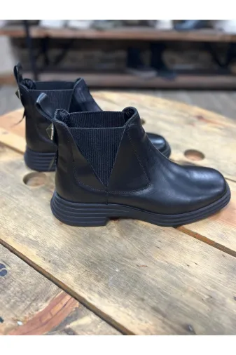 Butik SMT14 Noble Shoes Hakiki Deri Siyah Kadin Kisa Bot