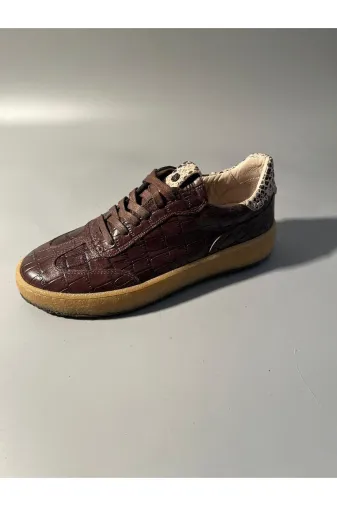 Butik SMT27 Noble Shoes Hakiki Deri Koyu Kahve Kadin Snekaer