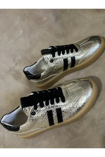 Butik SMT6 Noble Shoes Hakiki Deri Altın Sneaker