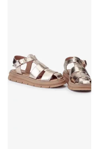 Butik TYCC7AC7834E579D00 Noble Shoes Hakiki Deri Gold Sandalet