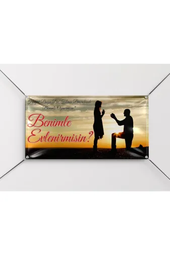 ButikAtölyeSign Brn08 Evlilik Teklifi Afiş Benimle Evlenir Misin Pankart Poster Branda 150 X 75 Cm