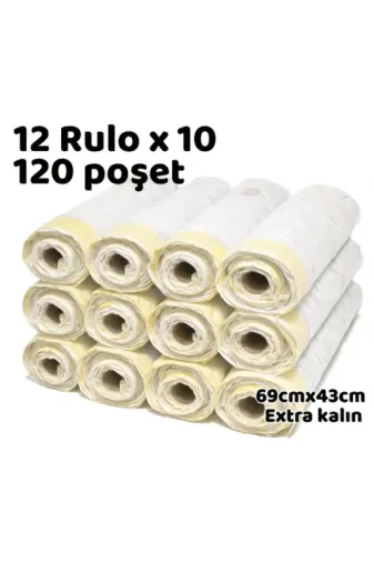 Büzgülü Çöp Torbası - 55cmx43cm - Kedi Kumu Poşeti 12x15 Toplam 180 Poşet