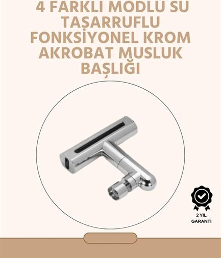 byhodi TRİTHLTUCZZZÇOKFONKSİYONLUMUSLUKBAŞLIĞI-2-BLNCCC 360 Dönüşlü Su Akışı Başlığı 4'ü 1 Arada Kullanım Çok Renkli