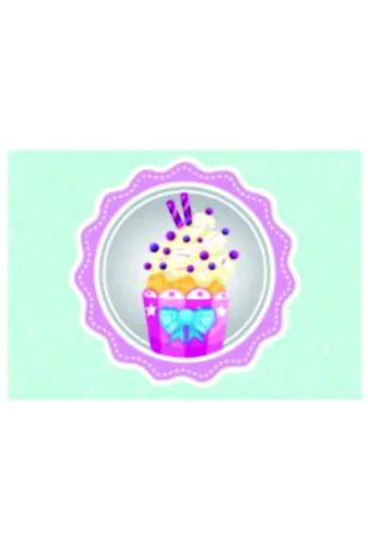 Byken byken1523 6'lı Mavi Cupcake Desenli Amerikan Servis