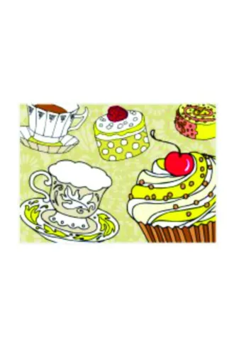 Byken byken1547 Sarı Cupcake Desenli Amerikan Servis. 42,5 X 30,5 Cm Boyutunda