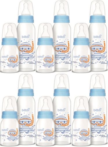 Cam Biberon Seti Mavi (250ML+125ML) (6 Lı Set)