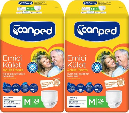 Canped Emici Külot Yetişkin Bezi M - Orta - Medium 48 Adet (2PK*24)