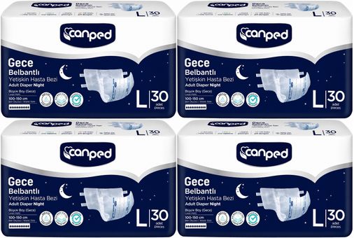 Canped Yetişkin Bezi Bel Bantlı Gece Night L - Büyük - Large 120 Adet
