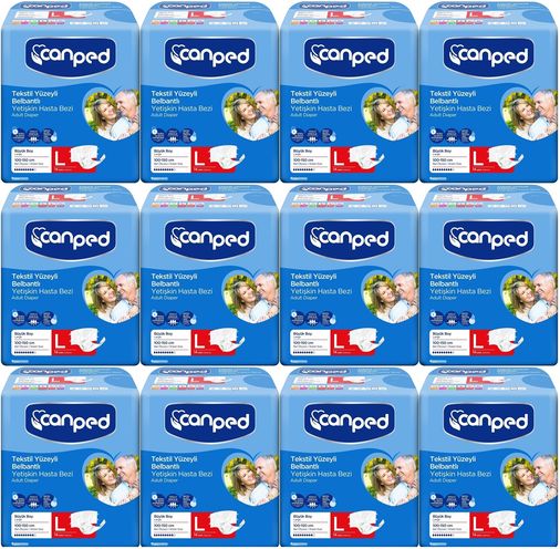 Canped Yetişkin Bezi Bel Bantlı Tekstil Yüzey L - Büyük - Large 168 Adet (12PK*14)