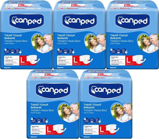 Canped Yetişkin Bezi Bel Bantlı Tekstil Yüzey L - Büyük - Large 70 Adet (5PK*14)