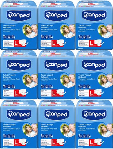 Canped Yetişkin Bezi Bel Bantlı Tekstil Yüzey L - Büyük - Large 126 Adet