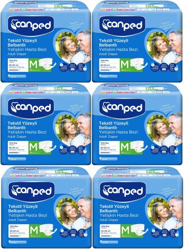 Canped Yetişkin Bezi Bel Bantlı Tekstil Yüzey M - Orta - Medium 108 Adet