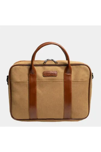 CANTAŞ GSK29C Retro Kanvas 35X23 Evrak Ve Laptop Çantası 13 İnç Camel