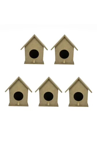 Cantayurdu Kus112 Küçük Boy Beşli Boyanabilir Ahşap Kuş Evi 13X10 Cm