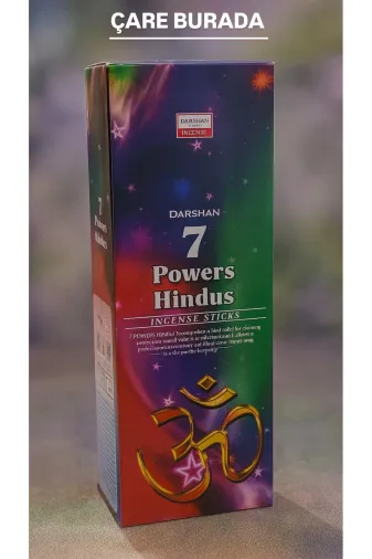 Çare Burada 7powershindustütsü Darshan Incense - 7 Powers Hindus 20'li Çubuk Tütsü