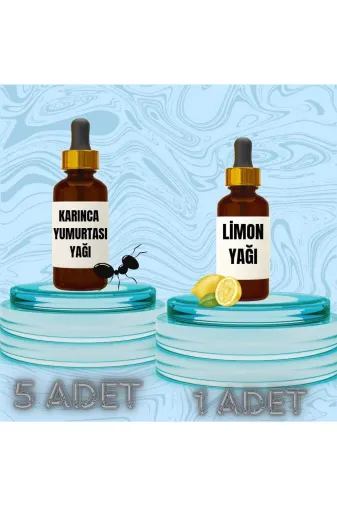 Çare Burada lğğönehxbx Tüy Azaltıcı Set 5 Adet Karınca Yumurtası Yağı + 1 Adet Limon Yağı