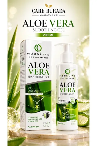 Çare Burada P5856S4201 Moonlife - Aloe Vera Jel 200 Ml (Kolajen & Hyaluronic Acid & Sodium Pca)