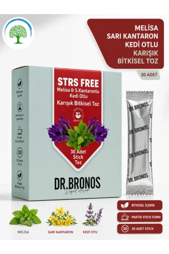 Çare Burada P5881S7380 Çareburada | Dr. Bronos Strs Free Melisa, Sarı Kantaron, Kedi Otlu Karışık Bitkisel Toz 30 Stick