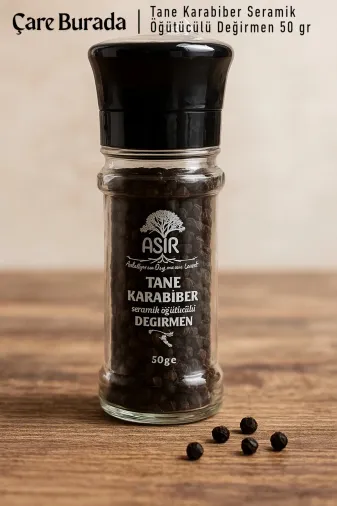 Çare Burada tanekarabiber Asır - Tane Karabiber Seramik Öğütücülü Değirmen 50 Gr